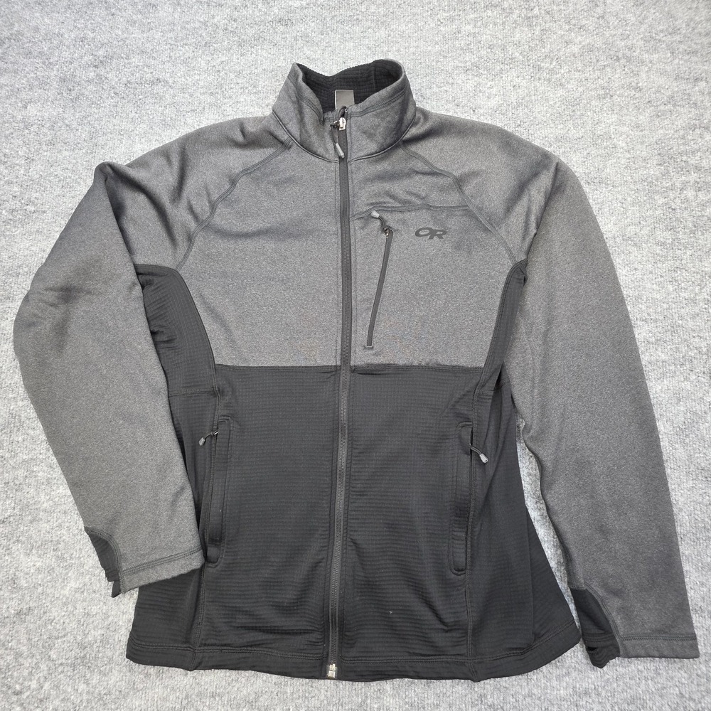 Outdoor Research Vigor Full Zip Hoodie Jacket Men's M Black Grid Fleece Lined